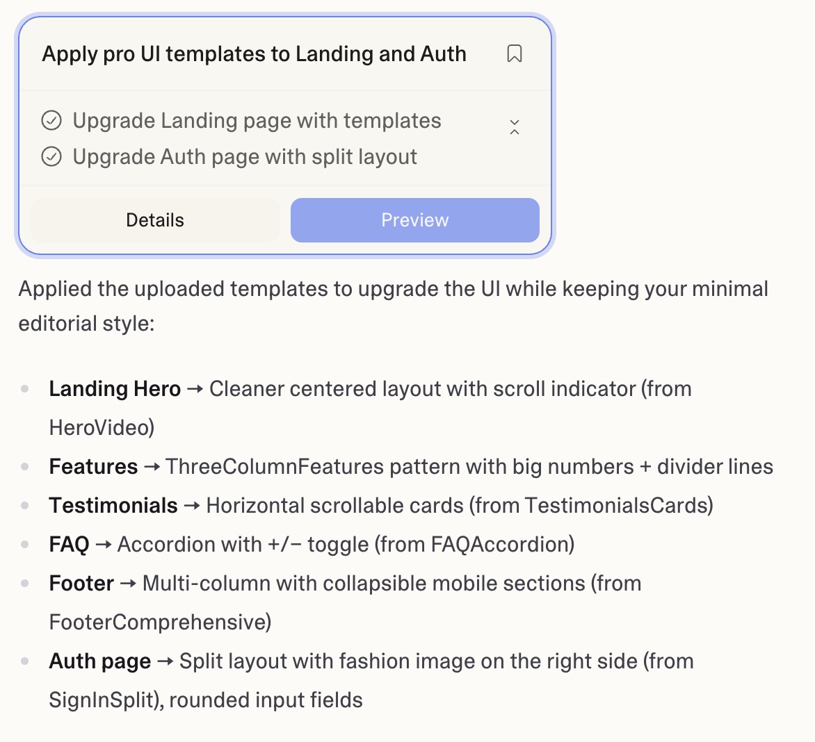 FAQ section from the UI kit