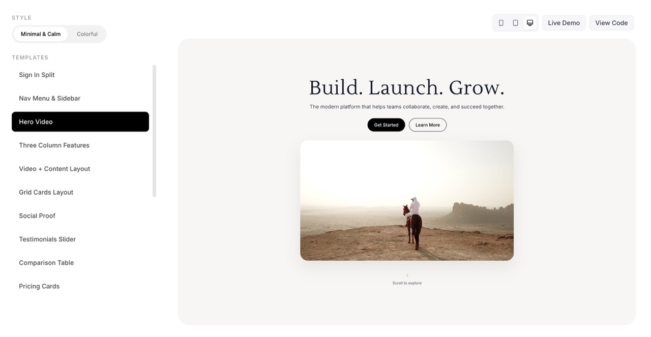 SaaS UI kit components built with React, Tailwind CSS, and TypeScript for modern product interfaces.